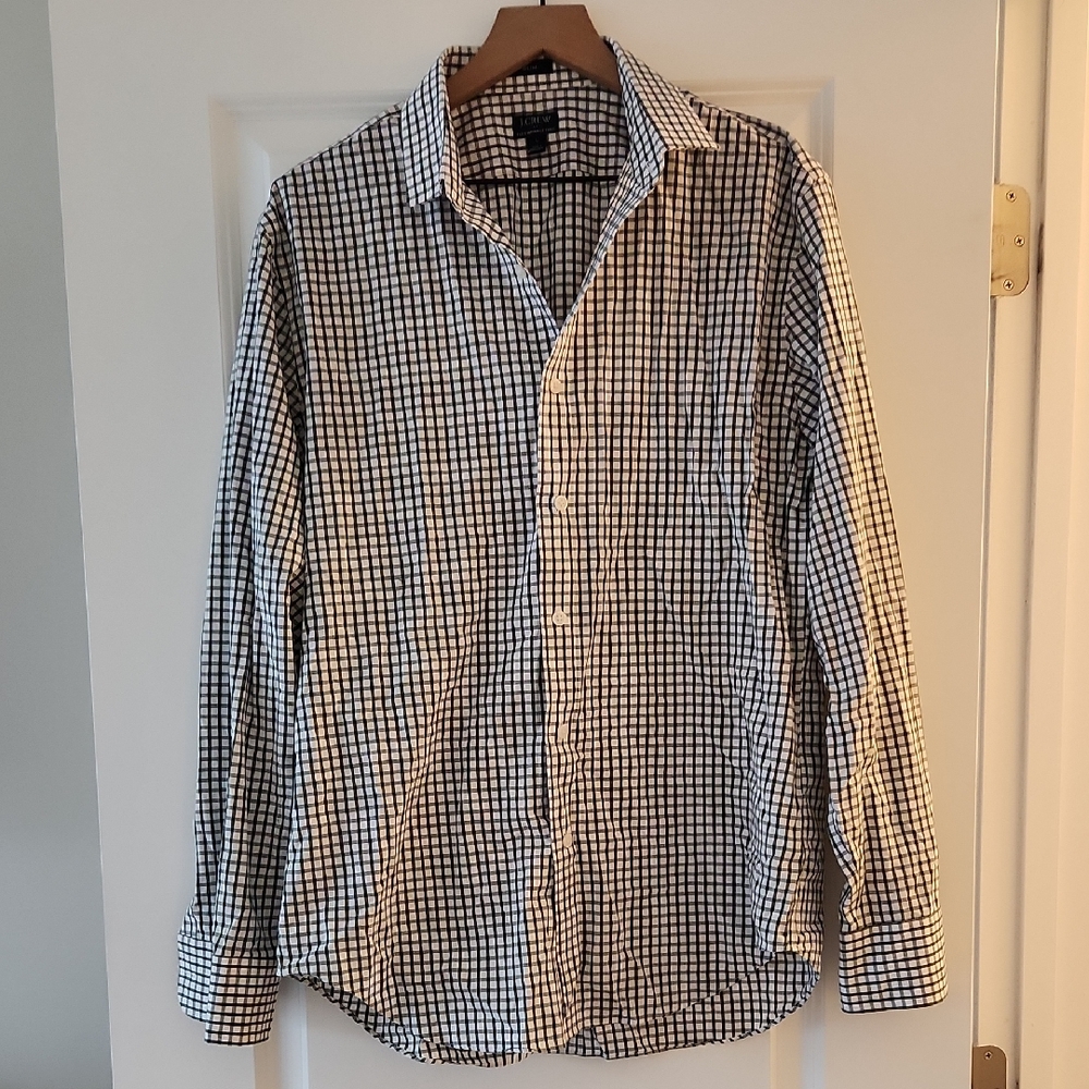 Mens Green And White Plaid Button Up Shirt